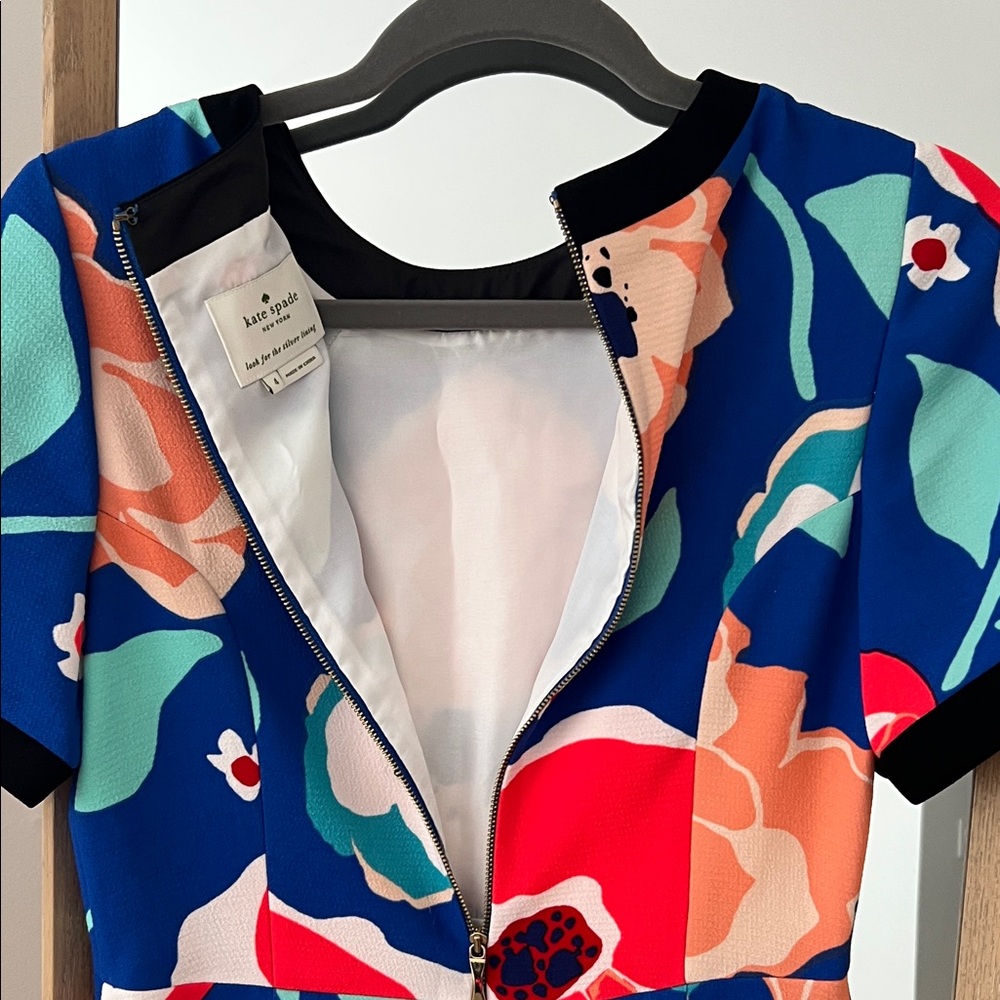 Kate Spade Blue Floral Short-Sleeve Dress - Picture 5 of 6